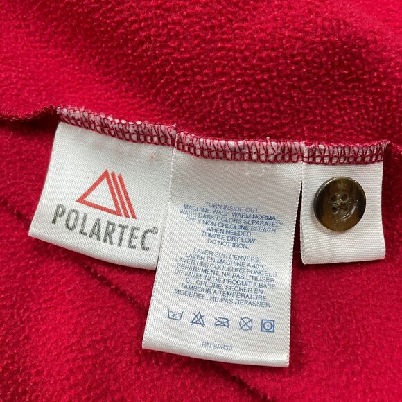 Lands' End Fleece Jacket Womens Medium 10-12 Red Soft Collared Outdoor Button Up - Picture 7 of 10